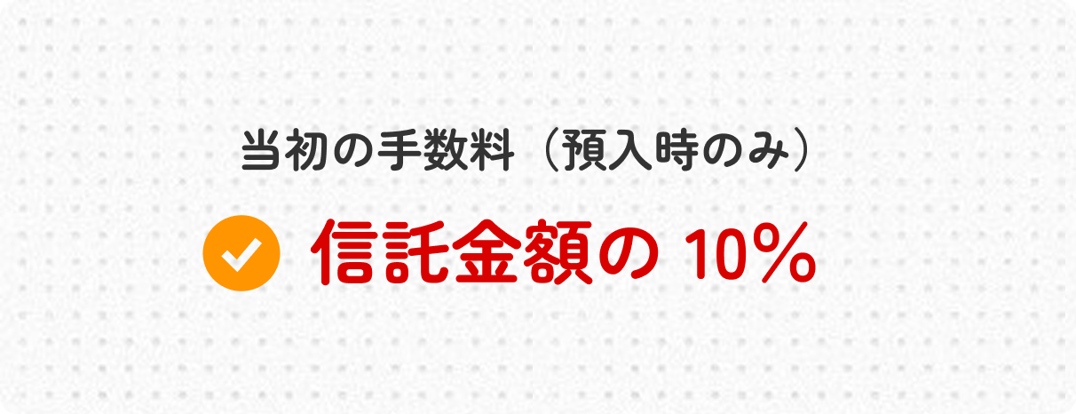 当初の手数料（預入時のみ）信託金額の10%